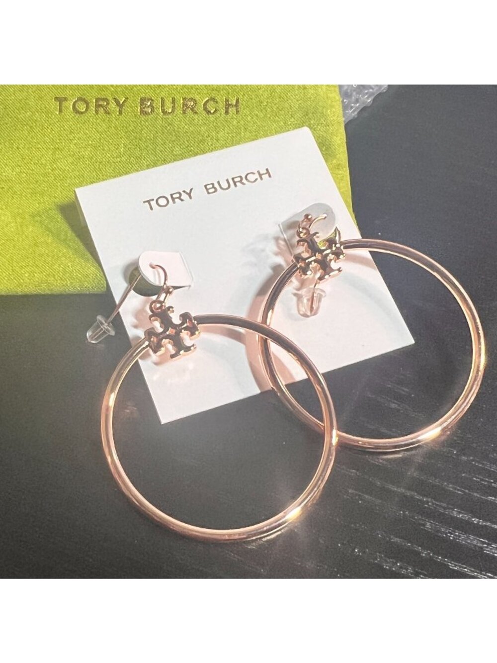 both NEW!!  TORY BURCH ROSE GOLD HOOP EARRINGS